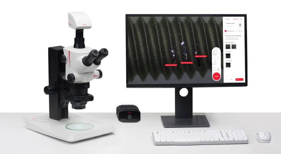 Exalta smart device for traceable microscopy with the S APO Greenough stereo microscope and FLEXACAM C1 microscope camera.