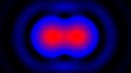 Intensity distribution (arbitrary color coding) of an image of two points where the distance between them corresponds to the Rayleigh criterion.