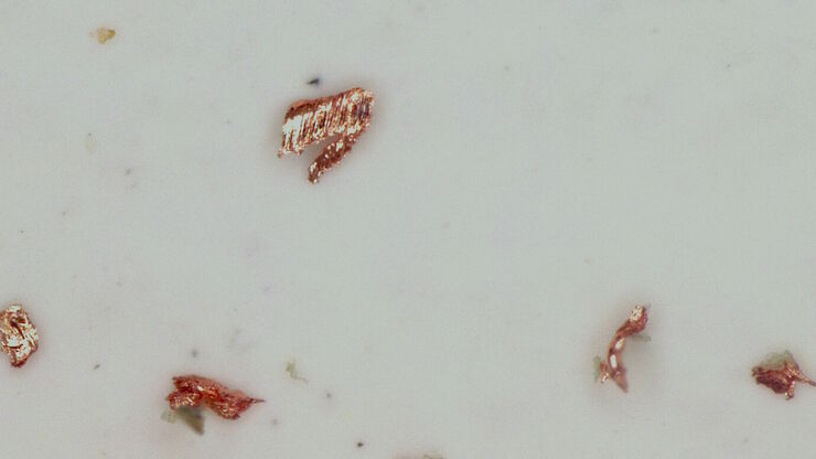Particles observed on the surface of a particle trap which could be used for technical cleanliness during battery production.