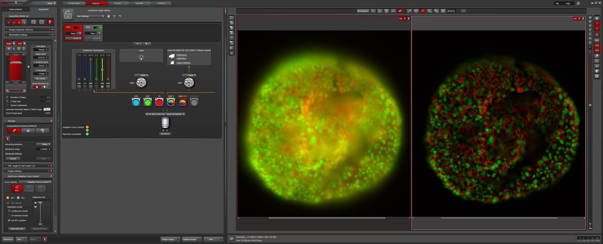 THUNDER Imager 提供即时 Computational Clearing 技术。轻击按钮即可切换到 THUNDER 采集影像，获取高清的图像。