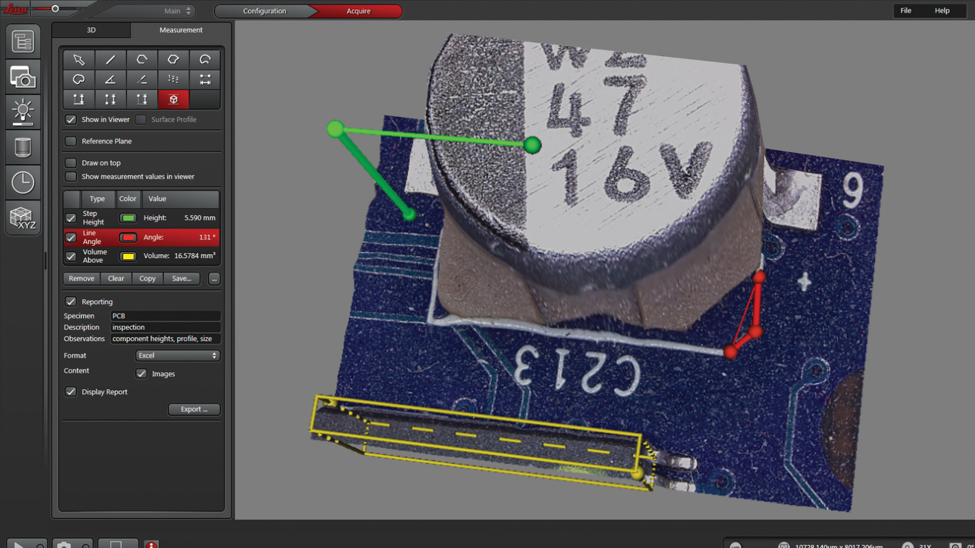 使用数字型显微镜对PCBA组件进行的3D成像。